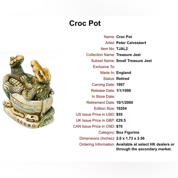 Harmony Kingdom 2nd Edition Croc Pot - Picture 6 of 7